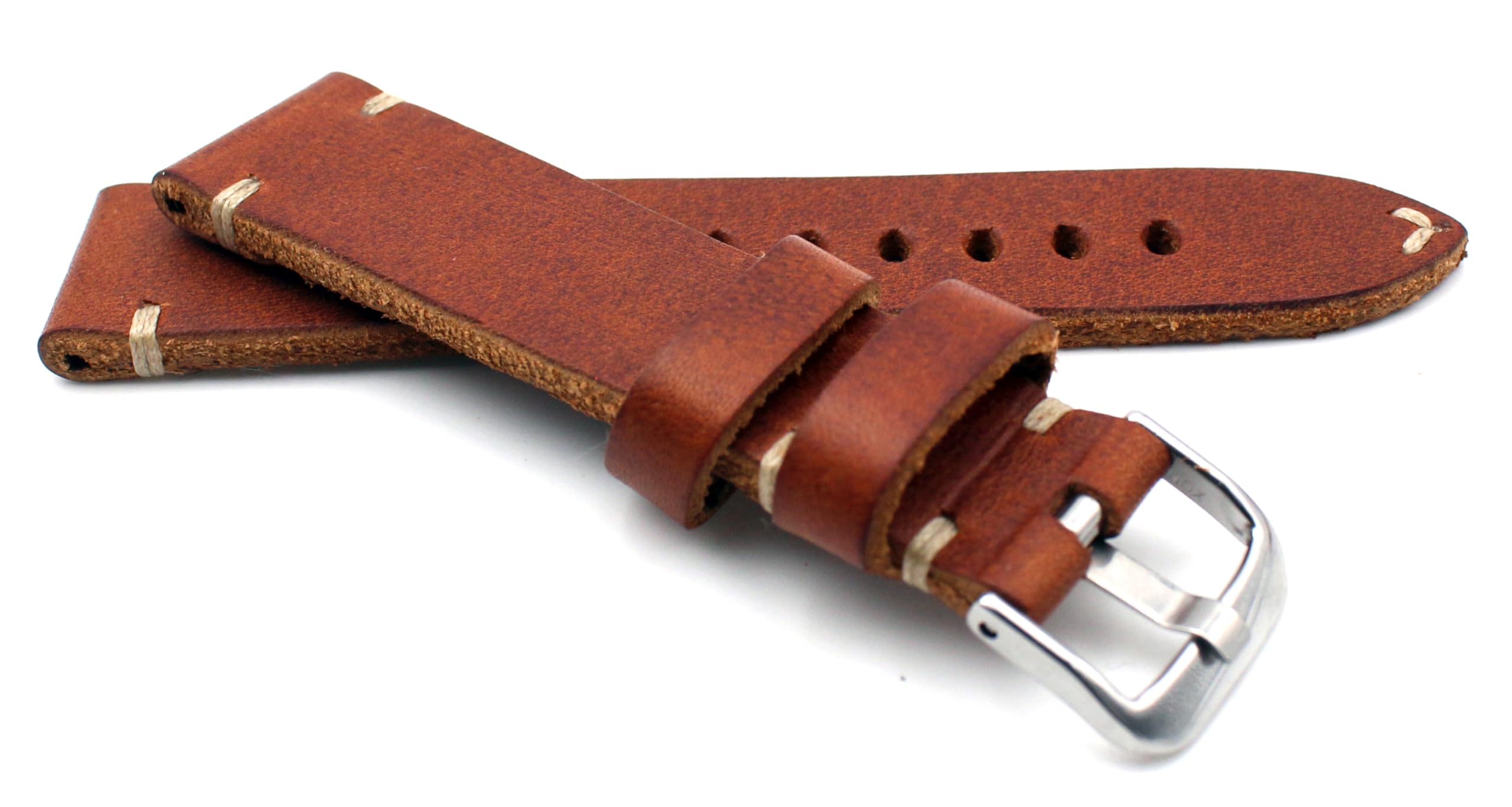 Rio S1931 Rio Strap with White Stitching 20 mm Handmade Vintage-look German Military Naval Air-force 20 / 18 mm BS