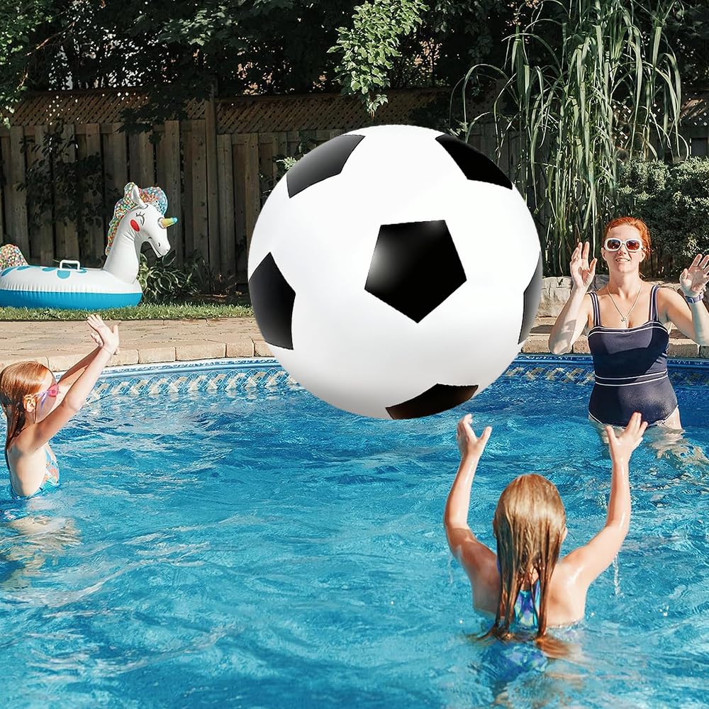 Fußball Ø 85 cm Groß, Aufblasbarer Riesen-Ball aus robustem Gummi, Geeignet zum Treten, Werfen und Rollen, Schwarz Weiß Indoor & Outdoor, Geschenk für Kinder Jungen Mädchen