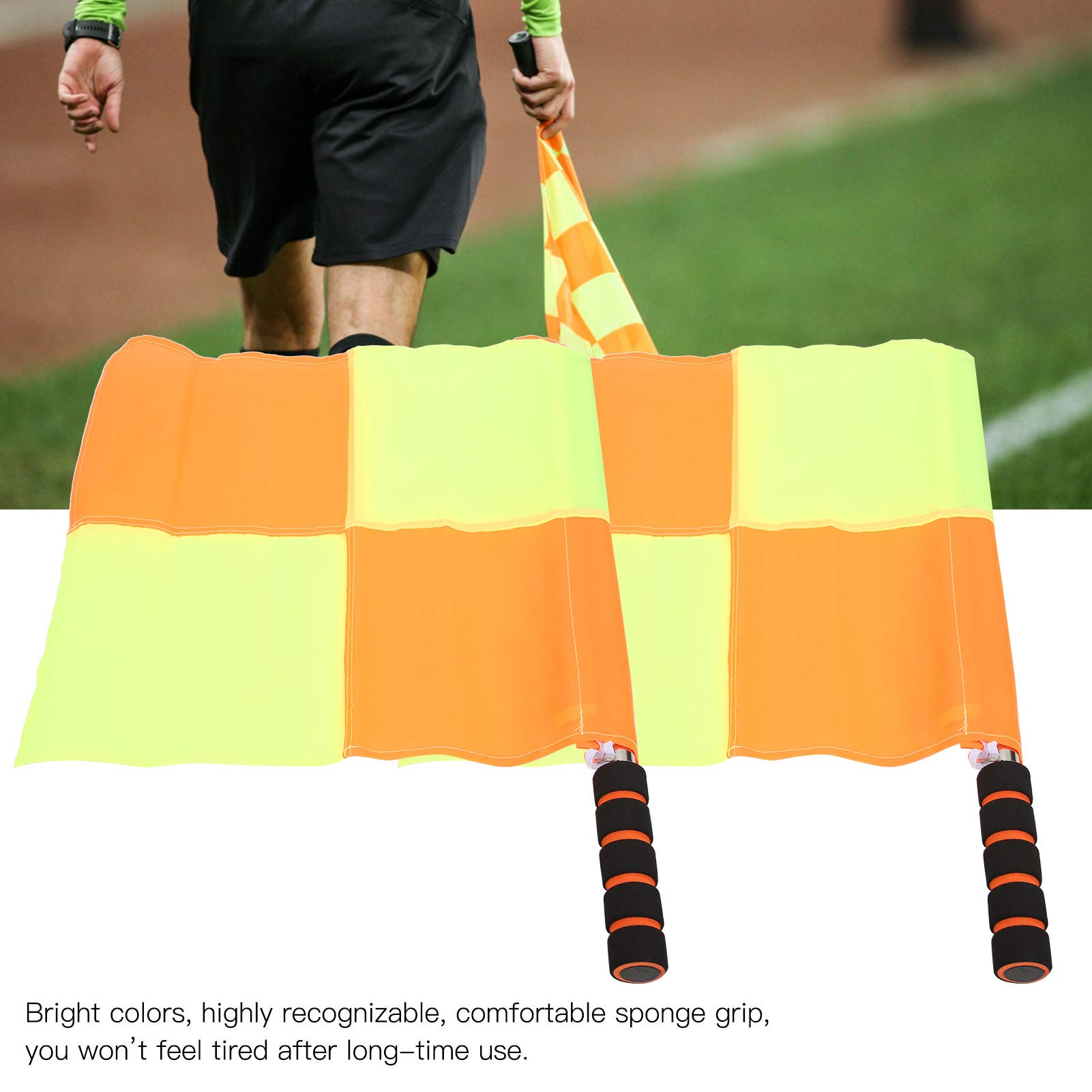 2 Pz Arbitro Comando Bandiera A Mano Con Segnale Rosso-Giallo e Custodia Per Partita Di Calcio