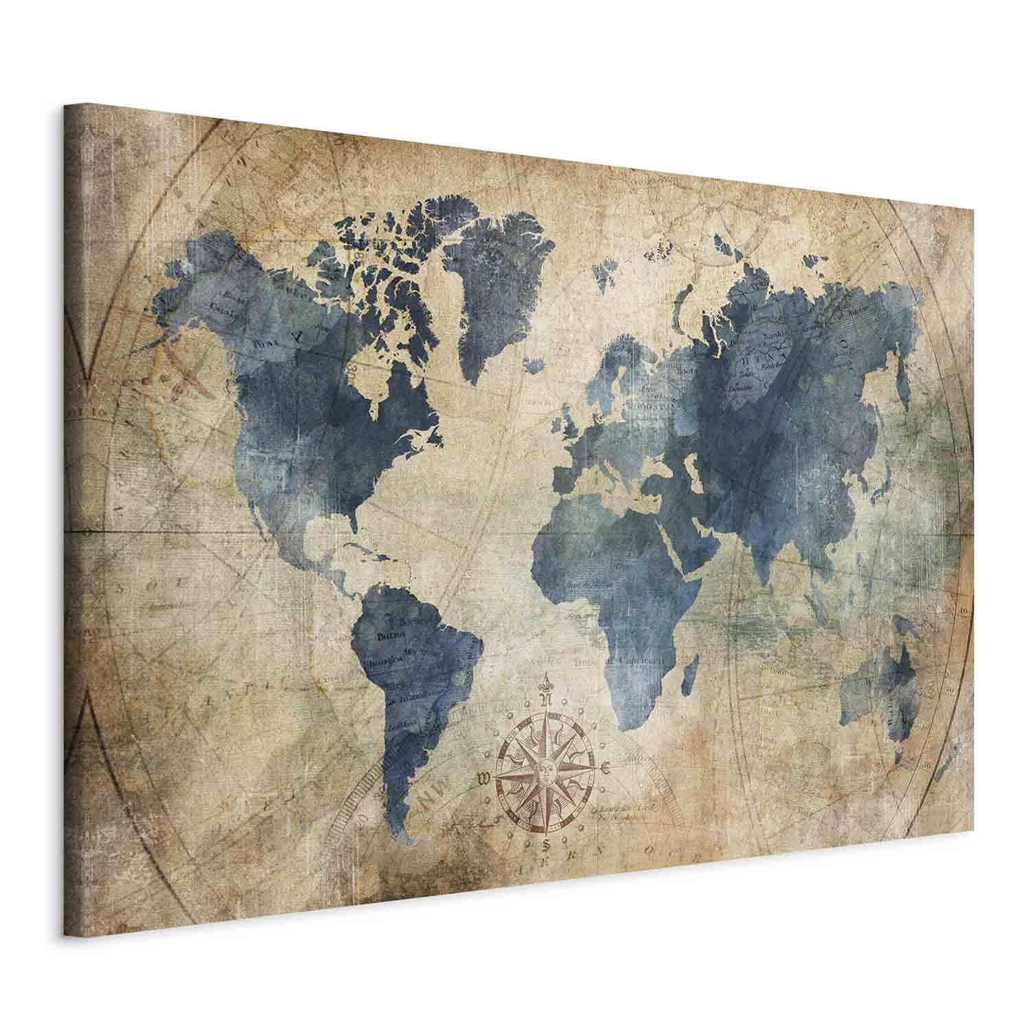 murando - Cuadro en Lienzo Mapamundi 120x80 cm 1 pieza - Impresión en material tejido no tejido cuadros decoracion salon modernos lienzos decorativos - Mapa del mundo Vintage k-A-0415-b-a