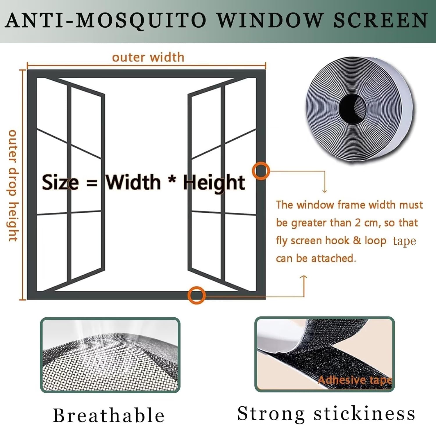 Magnetic Window Door, 155x165cm Heavy Duty Door Screen Magnetic Closure,Pet & Kid Friendly, Hands Free Door Screen Black