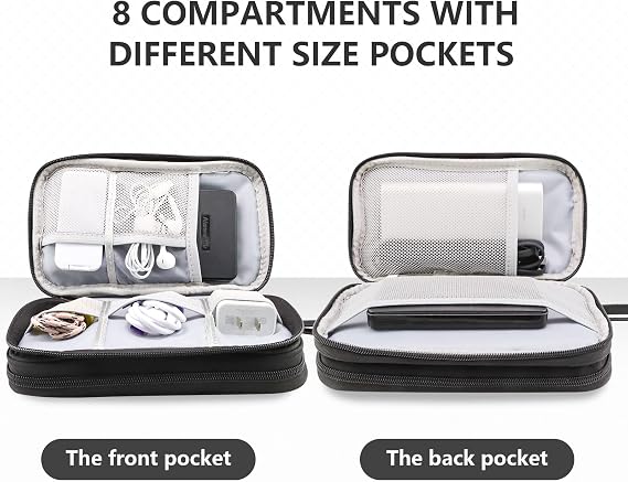 Teskyer Travel Cable Organiser Bag, Travel Essential, Black