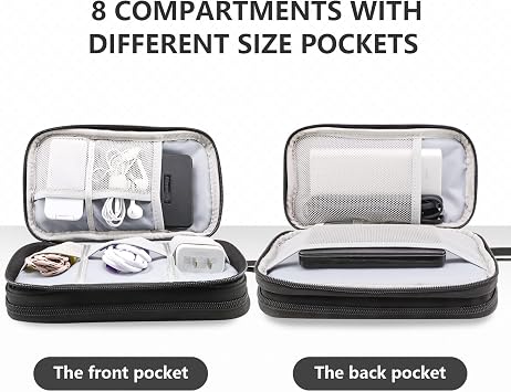 Teskyer Travel Cable Organiser Bag, Travel Essential, Black