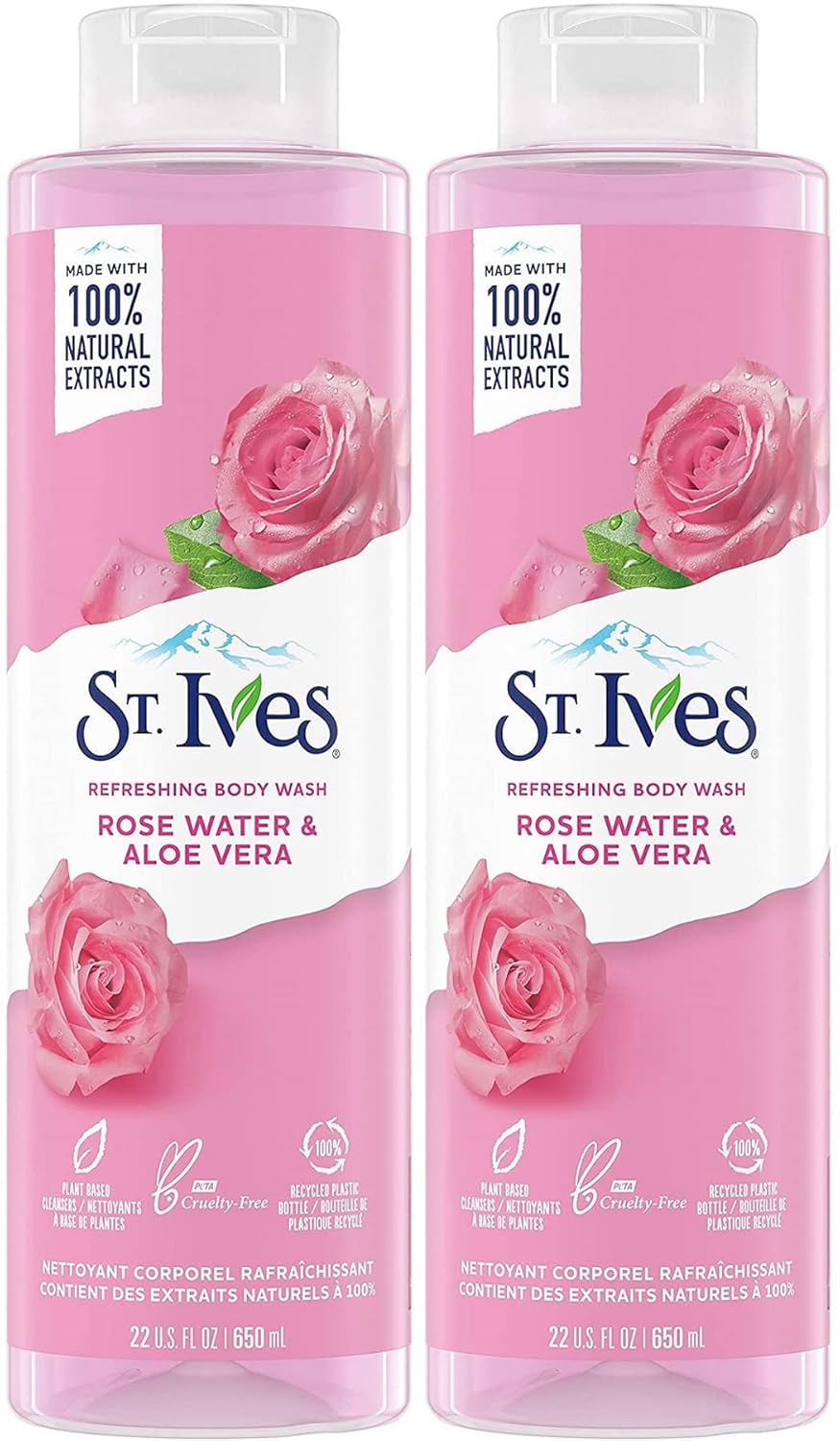 St. Ives Refreshing Body Wash, Rose Water & Aloe Vera, 22