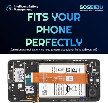 Galaxy A12 Battery,6300mAh EB-BA217ABY Replacement Battery for Samsung Galaxy A12 SM-A125F SM-A125U SM-A125M with Adhesive Tape Tool Repair Kit