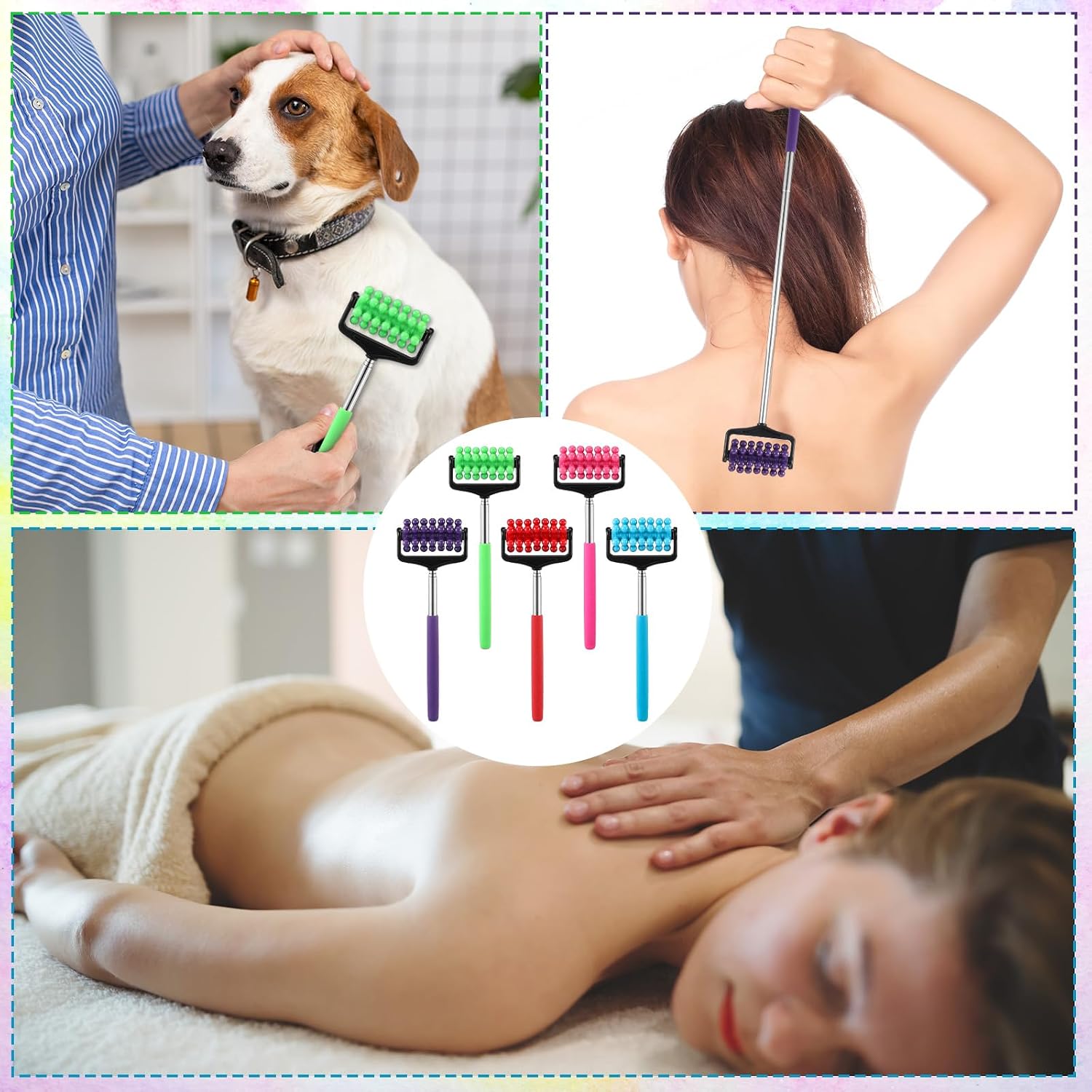 LemonRoad 25 Pieces Back Massager Bulk Gifts for Men Women Handheld Back Scratchers Bulk Telescopic Muscle Massager Roller Massage Gift for Coworker Neck Stick Tool Adults Body Relax, Assorted Color