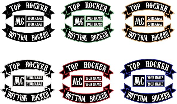 QIMAMADE 5 Pieces Embroidered Iron On Sew On Patch Personalized Motorcycle Biker Large Back Badge for Vest Jacket Jeans Black Name Patch XL