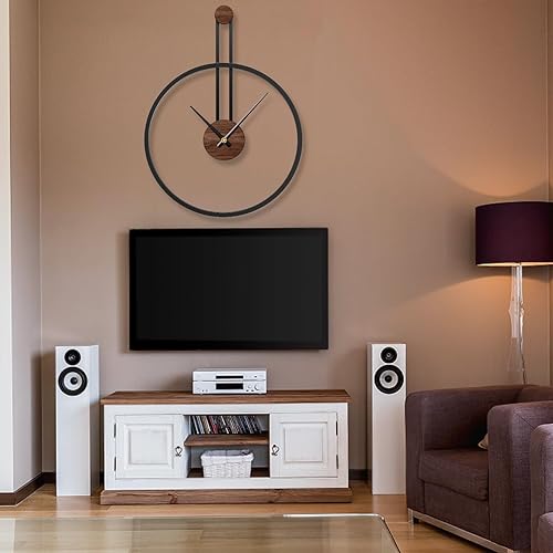 Miniatura 6 de Reloj de pared grande de metal moderno de 24.4 x 18 pulgadas para sala de estar, reloj de pared negro minimalista grande con elegante esfera de