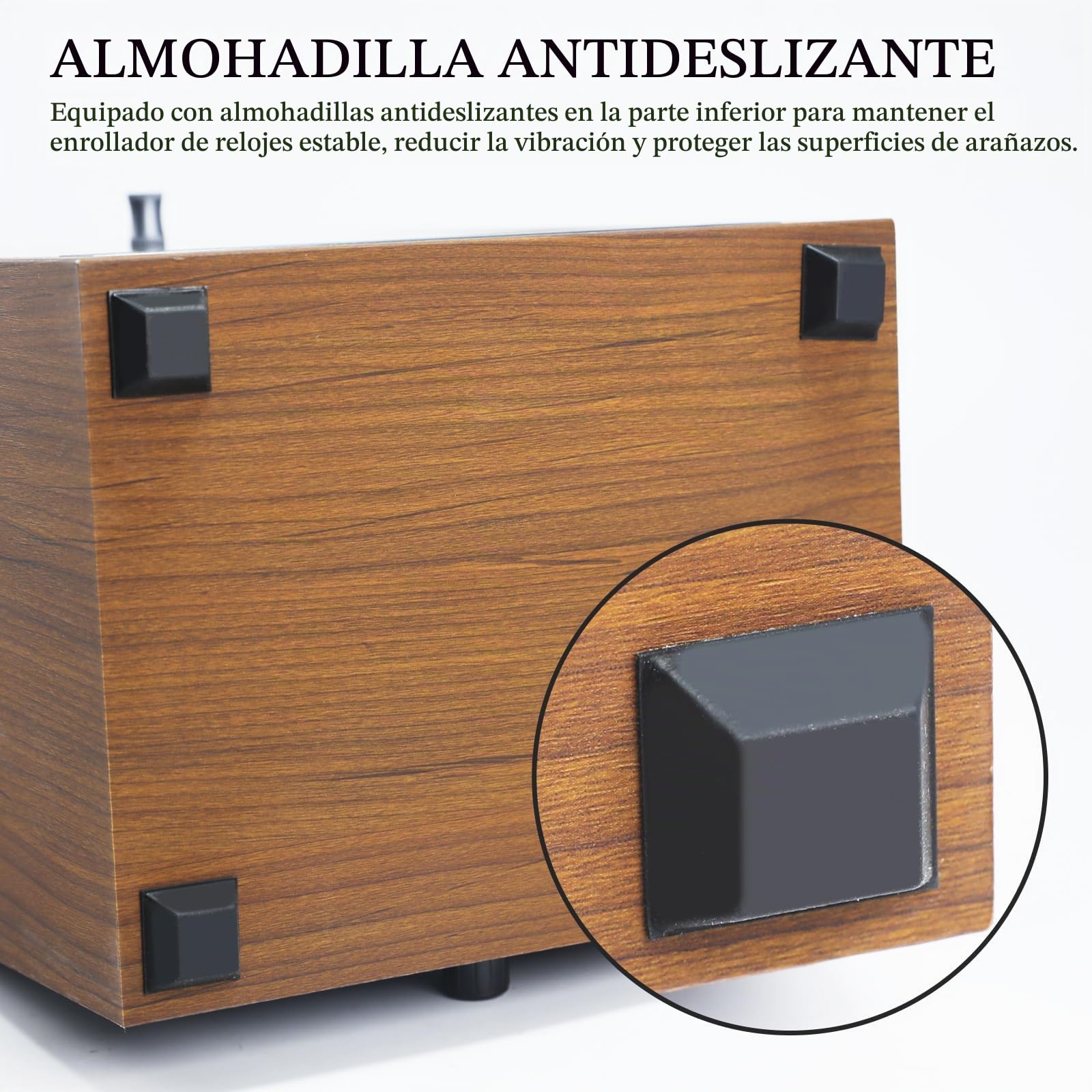 Caja Giratoria para Relojes Automáticos, Caja Giratoria con 3 Relojes Automáticos | 4 Modos de Rotación | Luz LED Azul | Almohadilla de Espuma | Vitrina de Madera, Función de Parada con Tapa Abierta