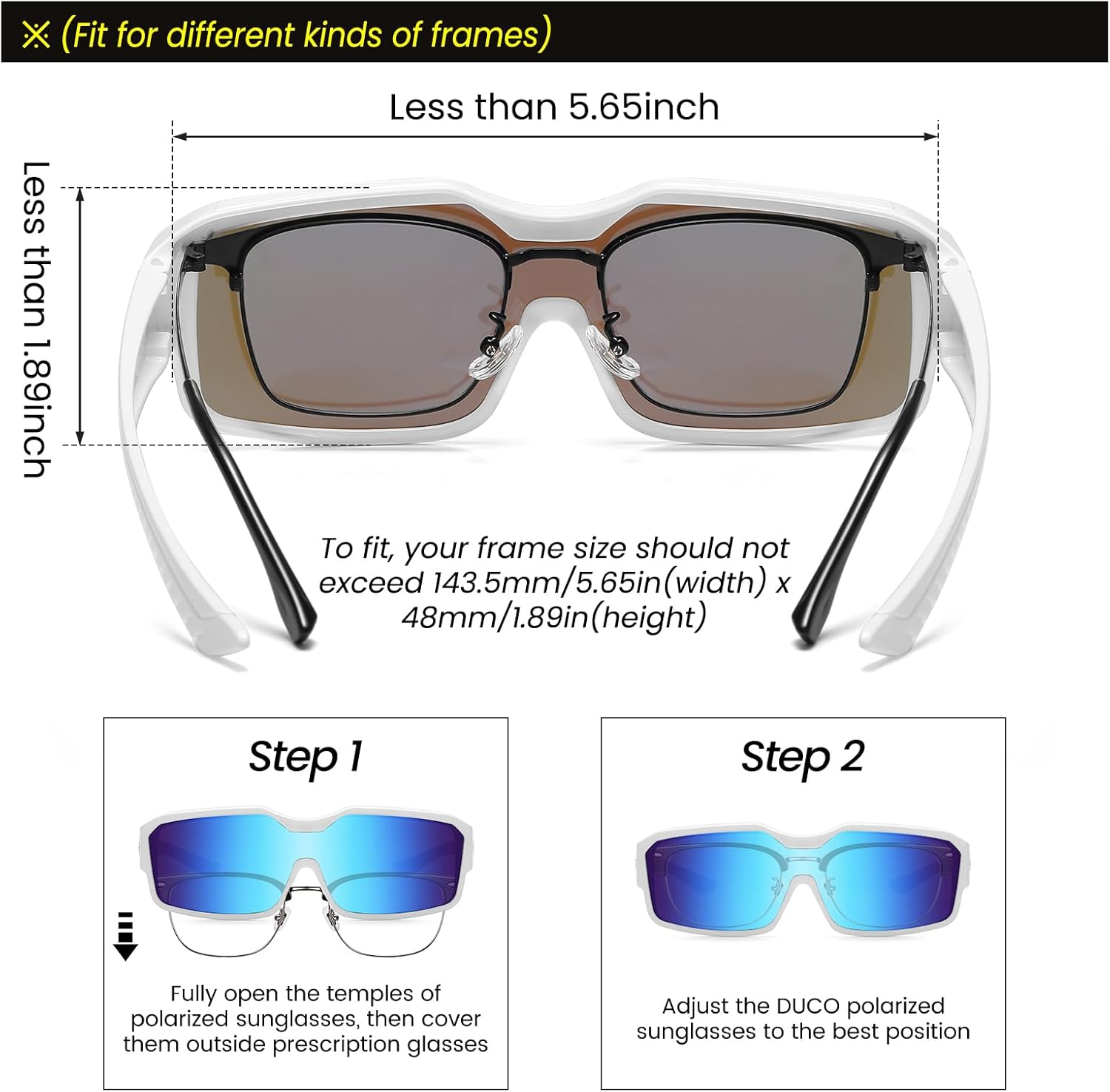 DUCO Sports Polarized Fit Over Sunglasses for Men Women Wrap Around Wear Over Glasses for Cycling Fishing