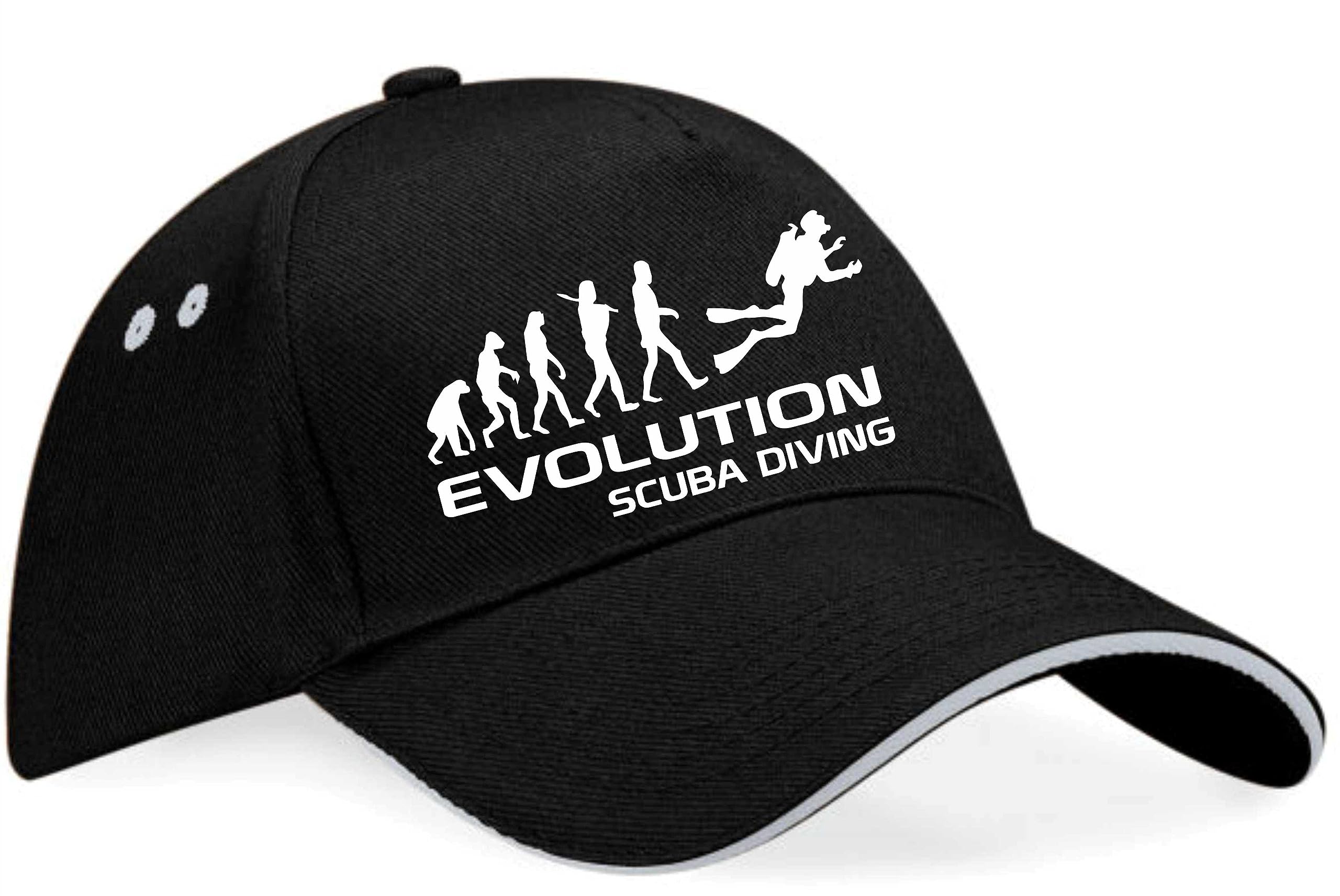 Print4U Evolution of Scuba Diving Baseball Cap Birthday Gift Men & Ladies Black