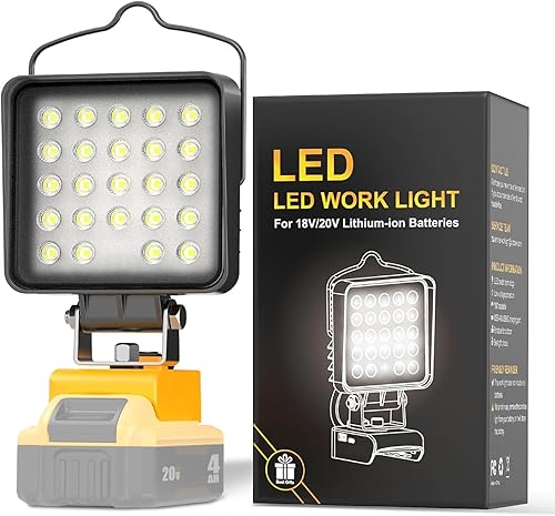 LANKA Luz de trabajo LED para batería Dewalt de 20 V máx. - Luz de trabajo LED inalámbrica mejorada de 48 W 4800 lm con puerto de carga USB y tipo LANKA Luz de trabajo LED para batería Dewalt de 20 V máx. - Luz de trabajo LED inalámbrica mejorada de 48 W 4800 lm con puerto de carga USB y tipo