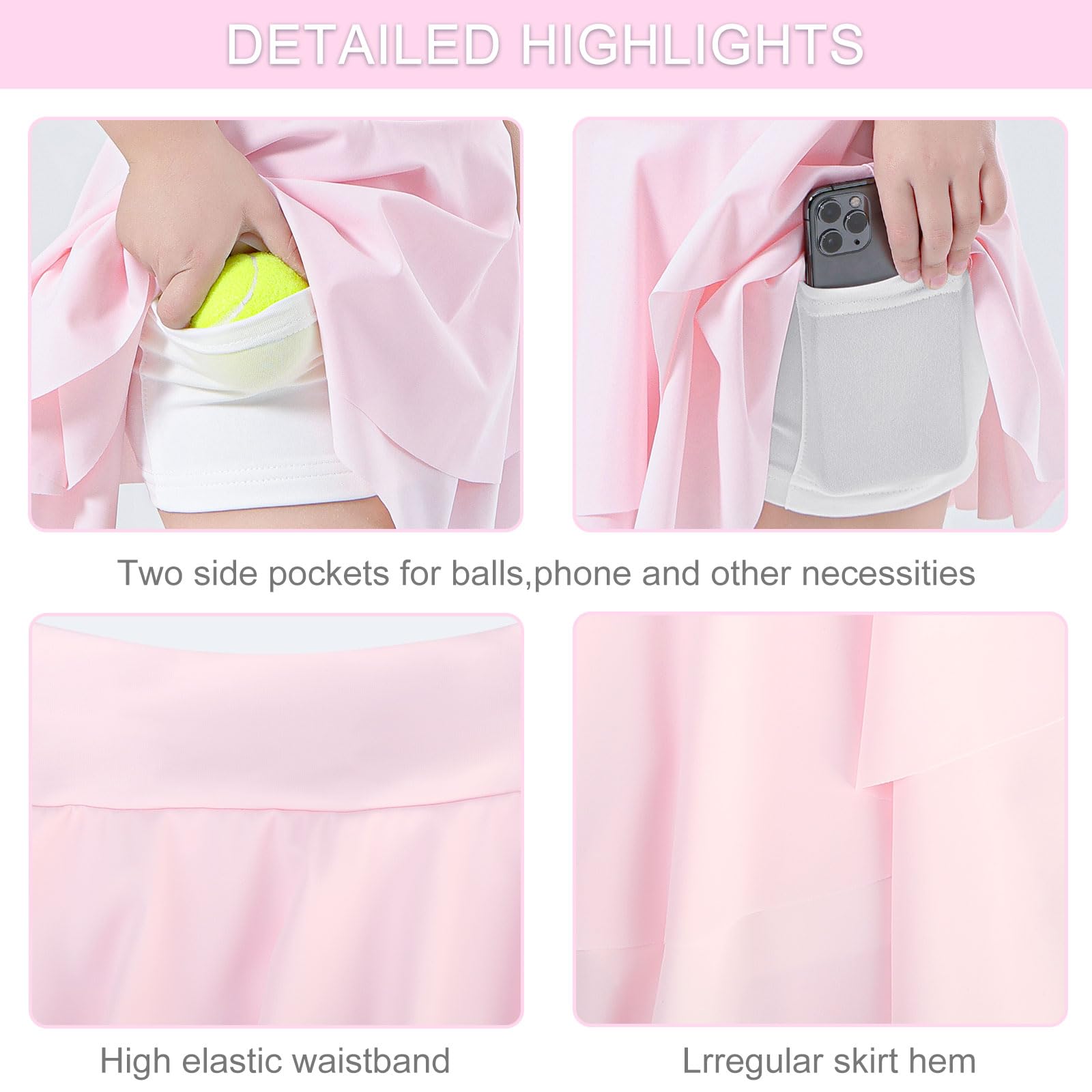 Bezioner Faldas Tenis Niña Plisada Falda Pantalon Deporte con Interior Shorts y Bolsillos Golf Pantalones con Falda para Niñas