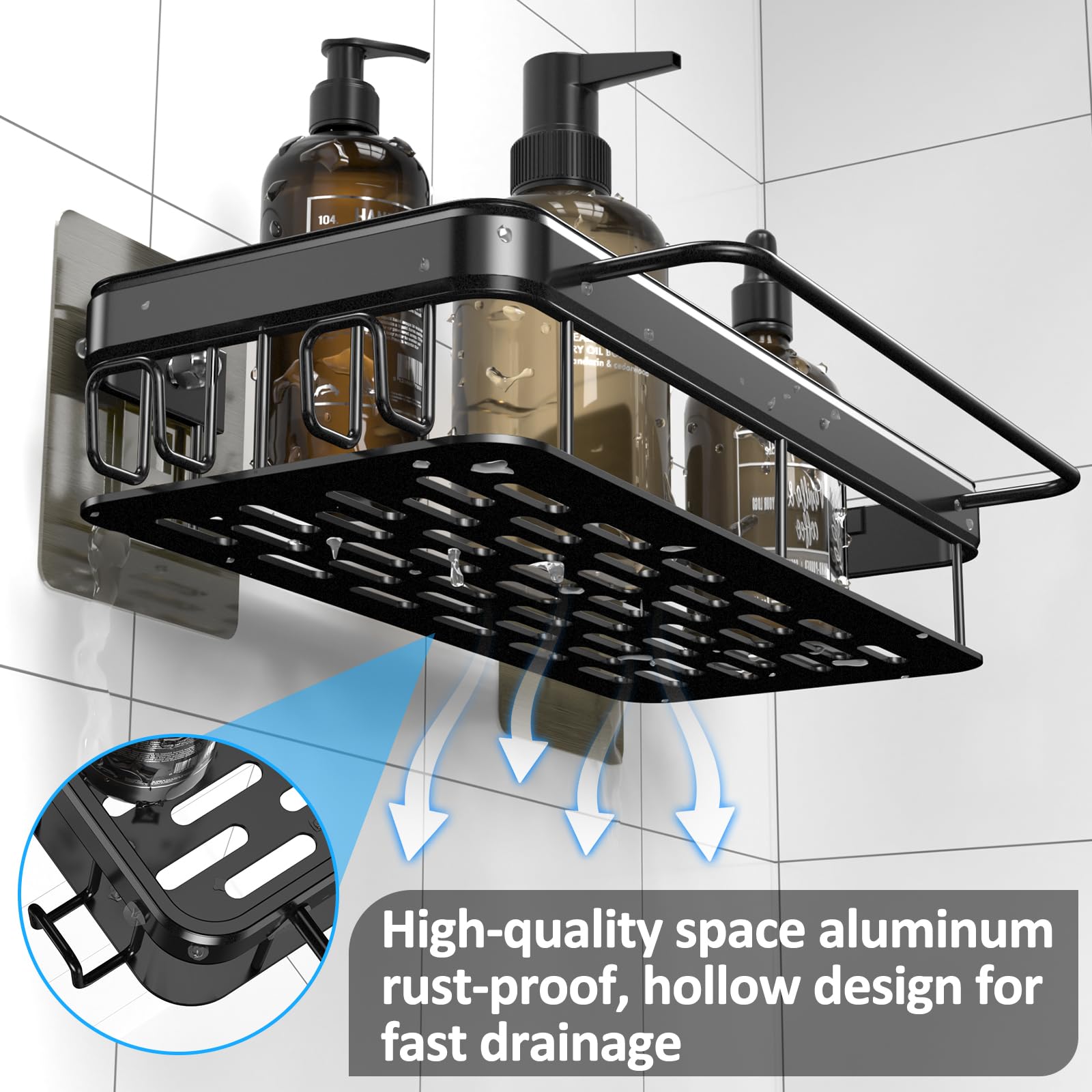 Mensole Doccia Adesive - 2 Pezzi In Acciaio Inox, Senza Foratura - Foto 11