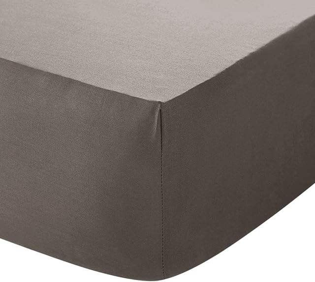 DTEX HOMES 200 Thread Count Cotton Fitted Sheet 30CM/12 Inch, 4 FT Small Double - Grey
