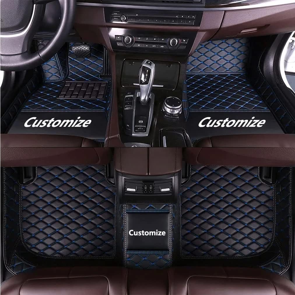 Custom Floor Mats Car Mats All Weather Mats for 99% Sedan Truck Coupe Hatchback Pickup Luxury Custom Car Floor Mat Set (Black Blue Line)