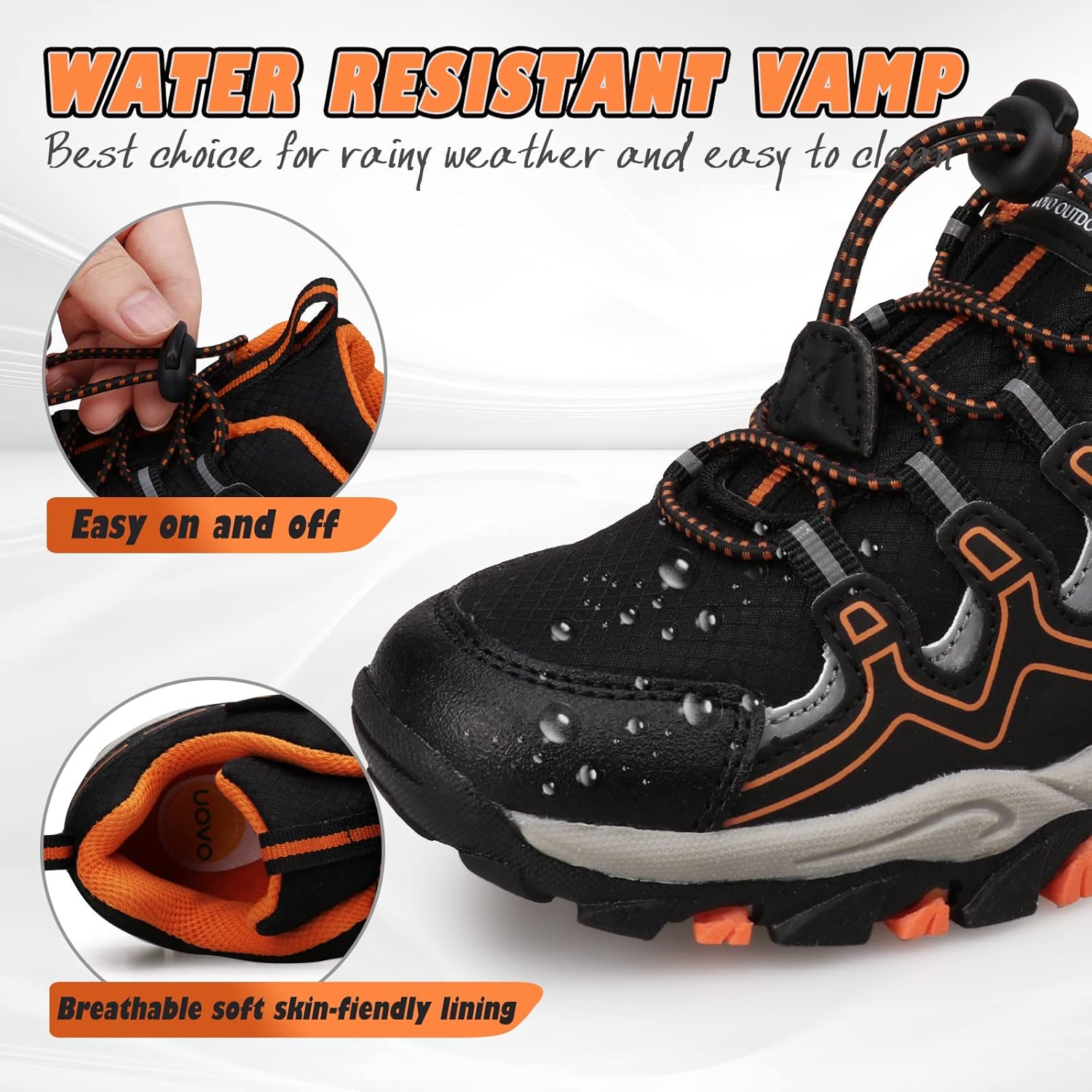 UOVO Boys Girls Kids Sneakers Hiking Running Outdoor Walking Tennis Shoes Waterproof Non Slip Fashion Sneakers(Little/Big Kids - Image 2