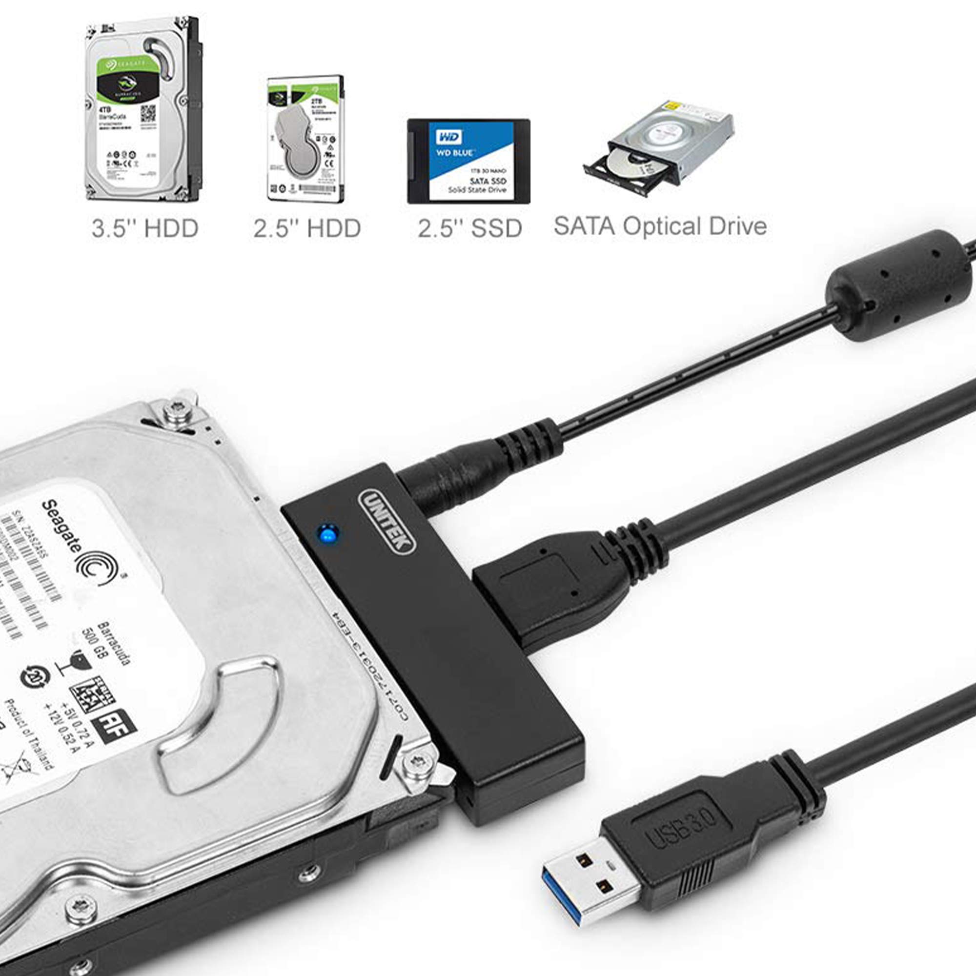 ACT Connectivity USB 3.2 Gen1 naar 2,5/3,5 inch SATA Adapterkabel voor SSD/HDD