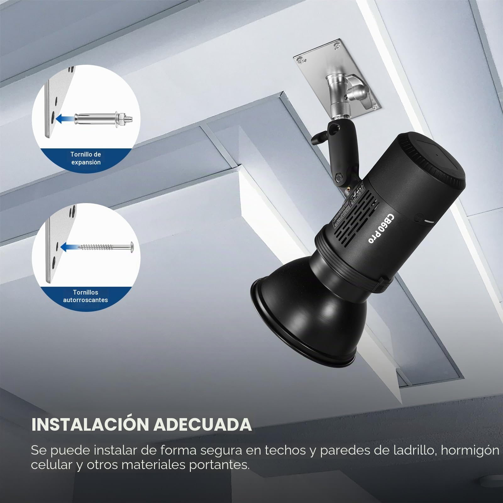 Neewer ST-WM1 - Soporte de Pared para Techo de 3.34 Pulgadas con Rosca de 1/4 Pulgadas y 10 Tornillos, Soporte de Pared para cámara de Estudio fotográfico de fotografía, luz de Video, Flash