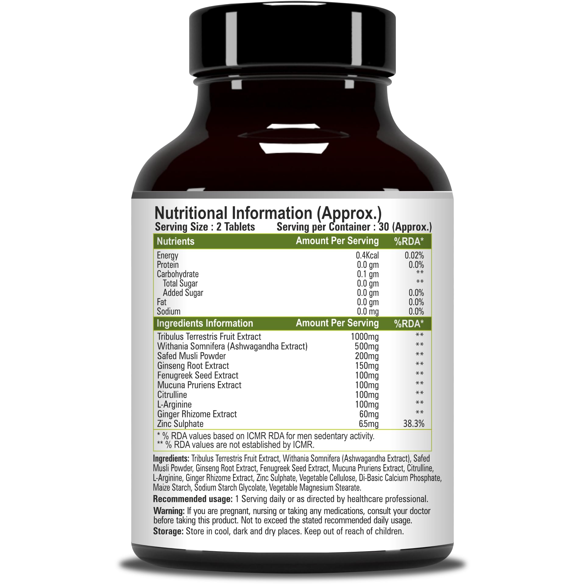 End2End Nutrition Testo-10X Natural Testosterone Booster for Men with Tribulus, L-Arginine, Ashwagandha and Safed Musli for Strength, Stamina, Energy and Muscle Gain – 30 Tablets — Amazon image 8