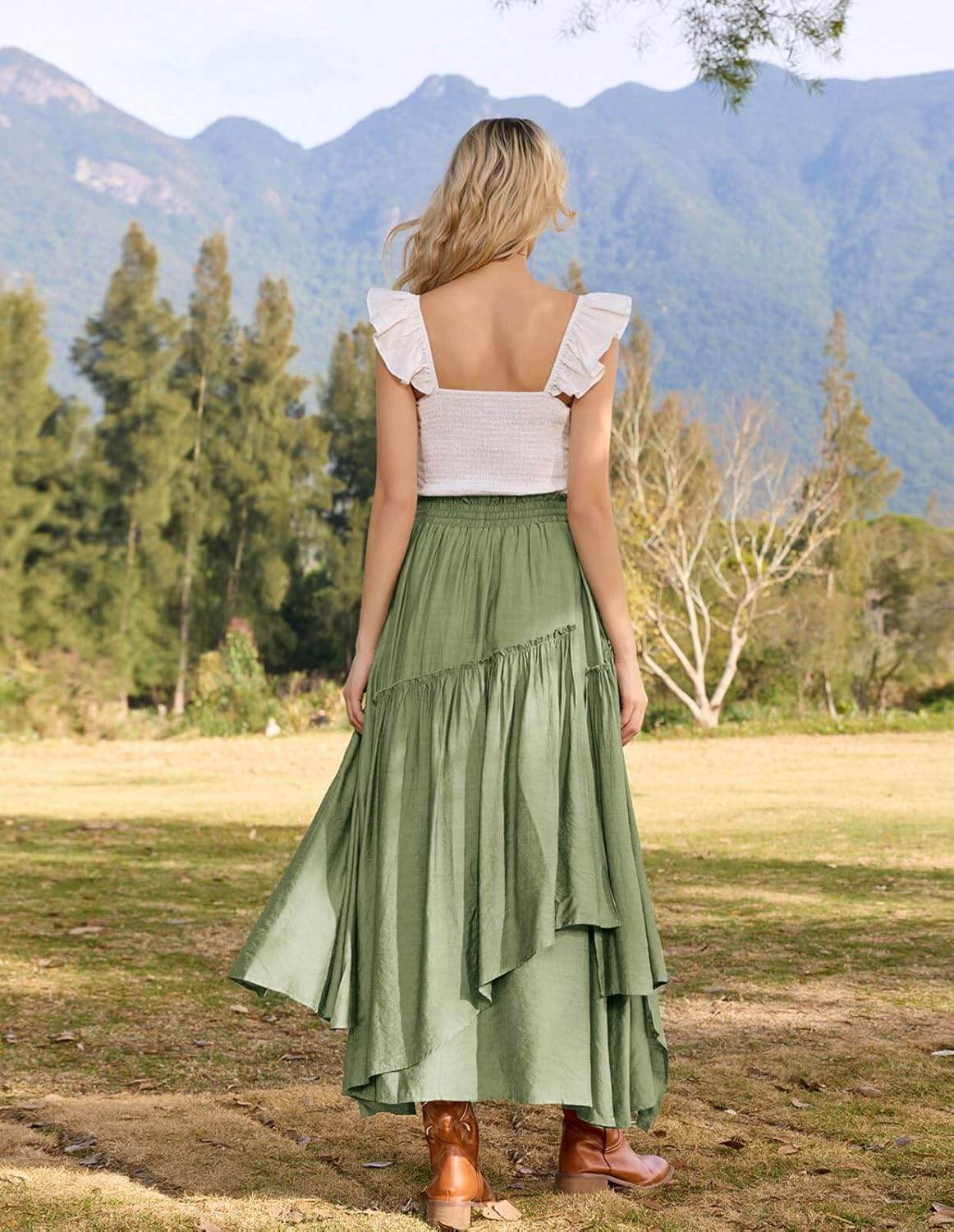 Scarlet Darkness Long Skirts for Women Renaissance Costume Pirate Maxi Skirt Plus Size with Pockets - Image 5