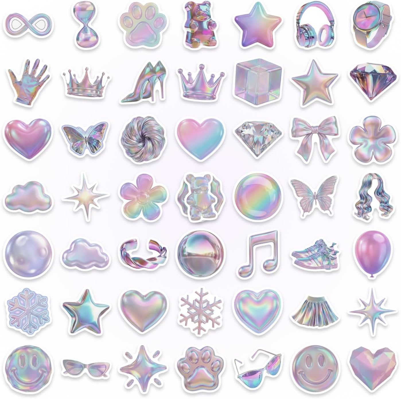 Bluradio 100PCS Iridescent Cute Stickers for Water Bottles & Laptops image 3