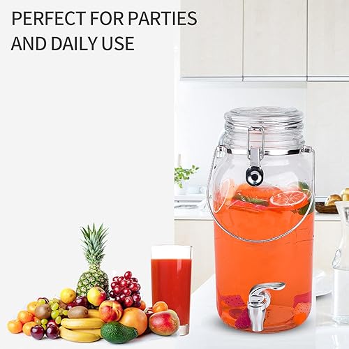 Miniatura 4 de Eleganttime Dispensadores de bebidas de vidrio de 1 galón para fiestas, paquete de 2 dispensadores de bebidas con espiga, dispensador de detergente
