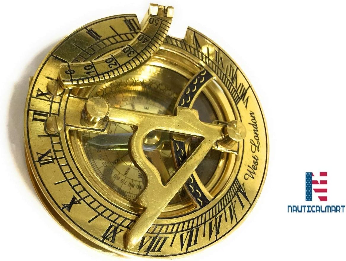 NauticalMart Brass Sundial Compass with Hardwood Box 3" - Case Pack of 16