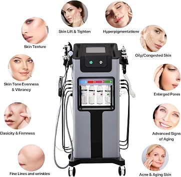 10 in 1 Water Oxygen Hydra-Facial Machine - Deep Facial Cleansing, Aqua Peeling, Hydrogen Oxygen Spray, Eye Lifting and Skin Rejuvenation, Hydro Facial Beauty Machine for SPA Salon Home