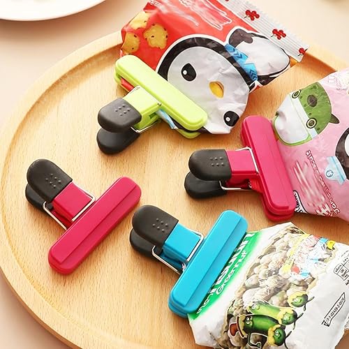 Vista 5 de 20 clips para alimentos, agarre hermético, aprieta y bloquea clips para bolsas de pan, agarre de plástico pesado