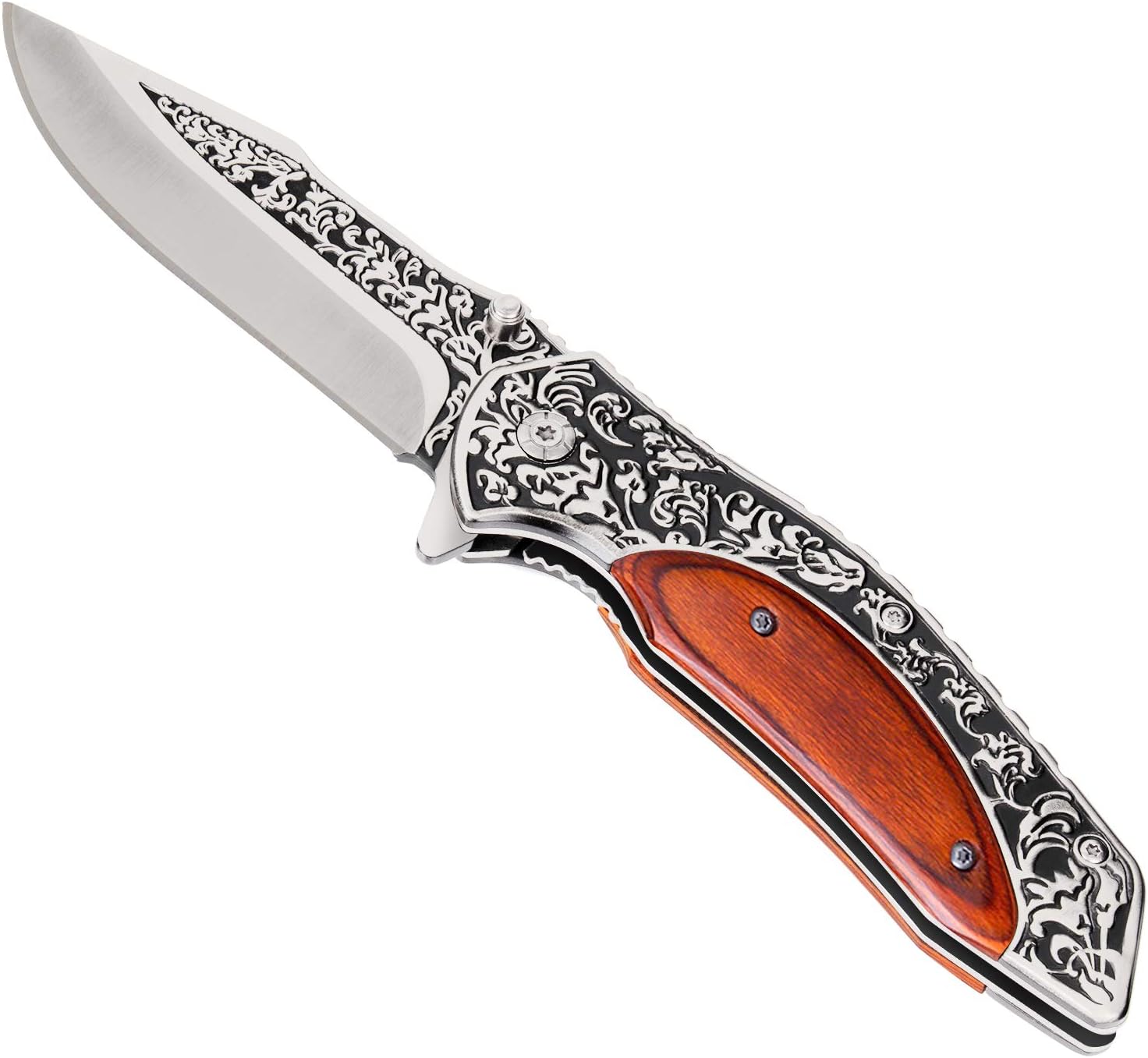 Pocket Knife Pocket Folding Knife 3CR13 blade +handle (stainless steel and colored wood) for Hunting, Camping, Fishing, Hiking, Outdoor Activities Home Improvement