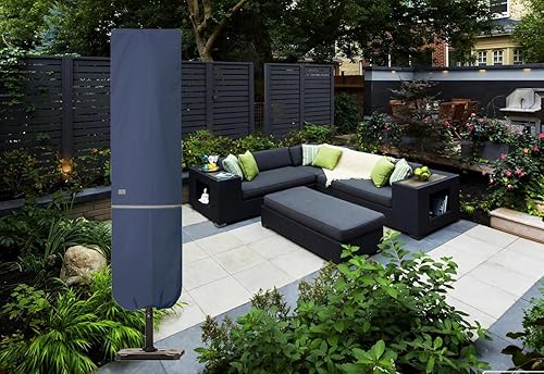 Miniatura 43 de Funda para sombrilla de patio de 6 a 9 pies, resistente a la decoloración, impermeable y duradera, con cremallera y barra, caqui desierto Mercado