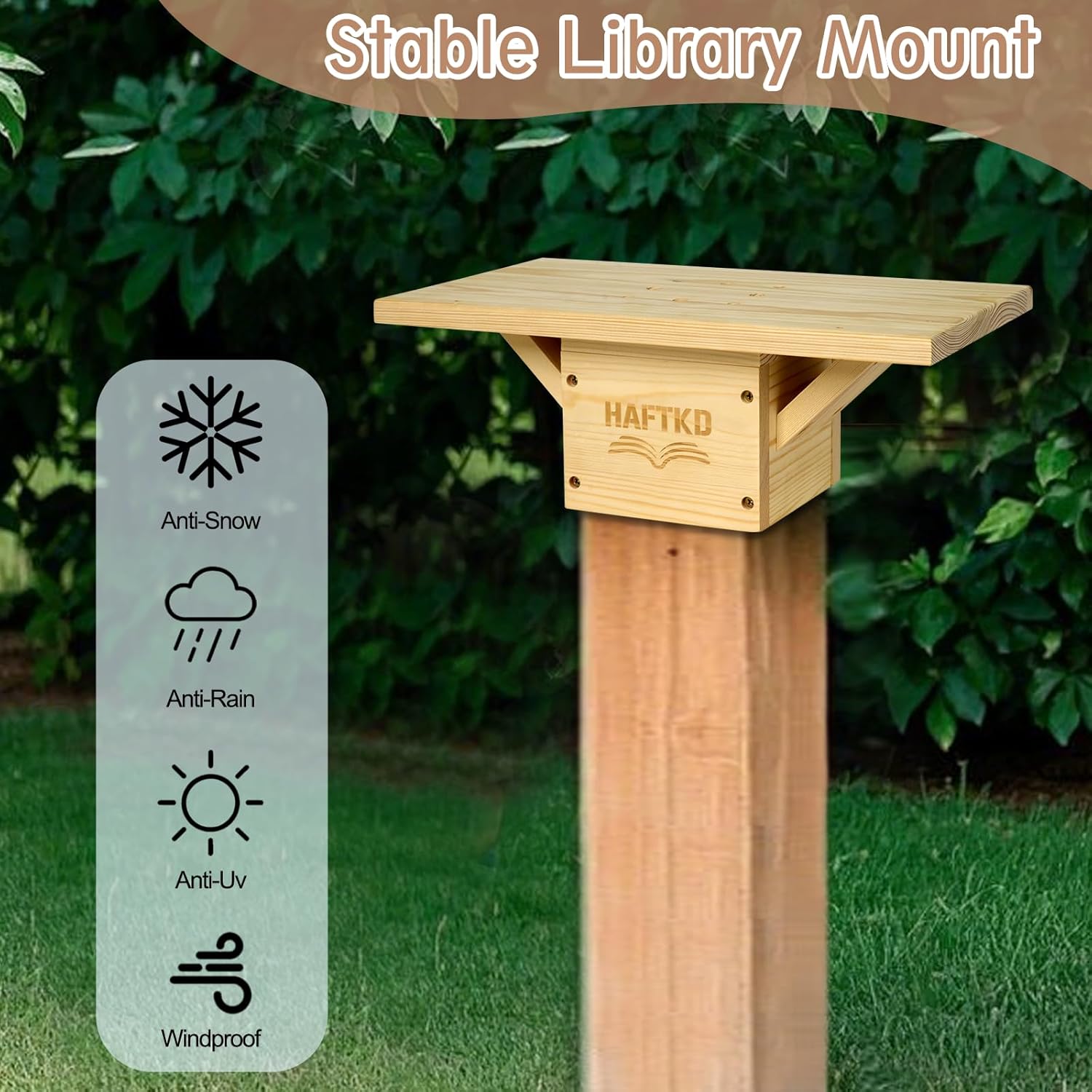 Little Library Mount, Outdoor Library Book Box Bracket Holder, Suitable for 4x4 Post, Stable & Quick - Install, for Neighborhood Community and School
