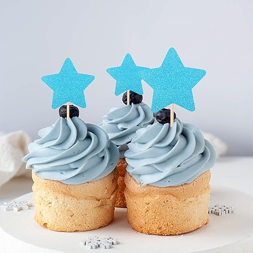 Miniatura 66 de 30 piezas de adornos de estrella para cupcakes con purpurina montados con estrella centelleante, para boda, compromiso, despedida de soltera, fiesta