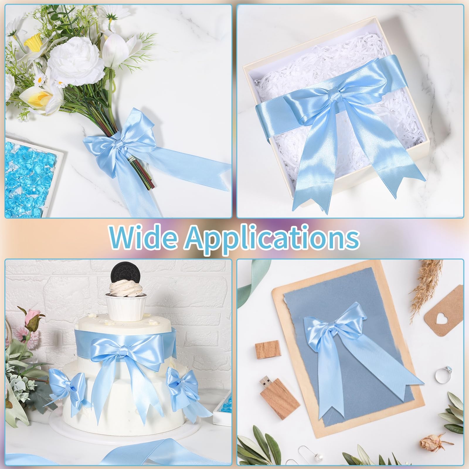 Snapklik.com : Blue Ribbon 60 Yards 1 1/2 Inch Light Baby Blue Satin ...