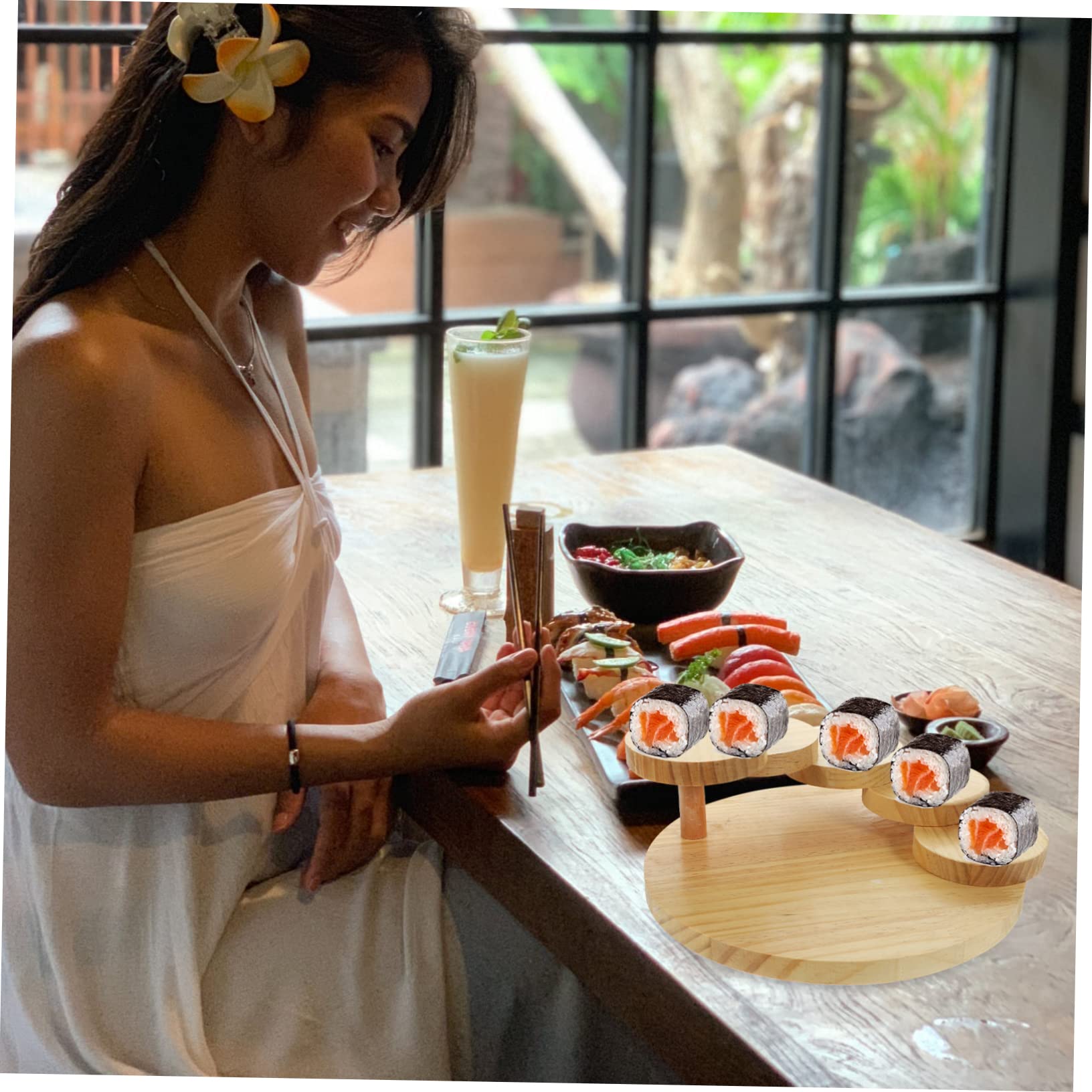 Cabilock Vassoio Rotante in per Sushi e Sashimi Piatto Decorativo Giapponesi per Ristoranti e Bar Accessorio Unico per Sushi e Carne