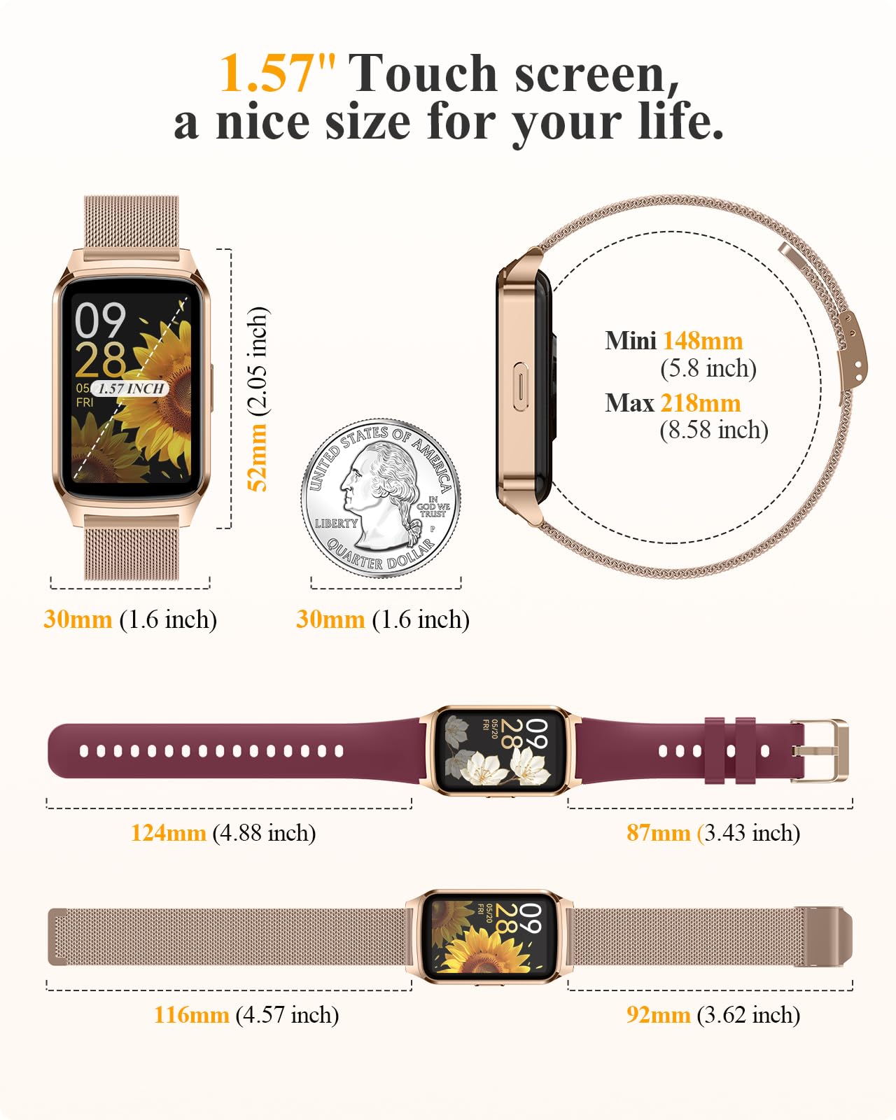 Reloj de seguimiento de fitness para mujeres y hombres, contador de pasos compatible con iPhone Android, IP68, rastreador de actividad impermeable con monitor de calorías y sueño, más de 110 modos