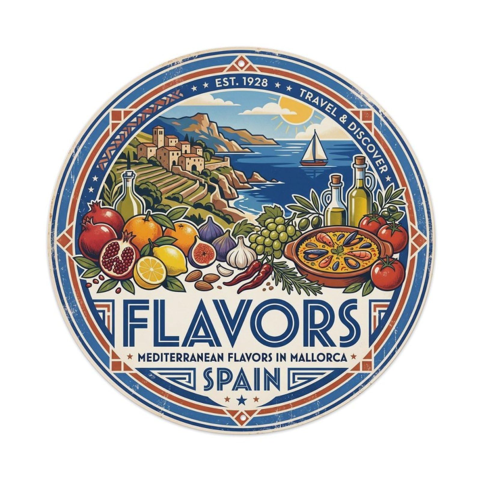 Mallorca Mediterranean Flavors Cuisine Regional Culture Metal Tin Sign