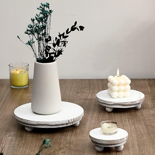 Miniatura 40 de Amyhill 3 elevadores de madera de 5/4/3 pulgadas para exhibición, soporte de pedestal de madera, mini soporte redondo de madera, soporte de pedestal