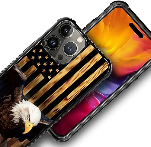 Vista 380 de Funda compatible con iPhone 13 Pro, diseño de patrón para iPhone 13 Pro, fundas para mujeres y niñas, Betsy Ross 13 estrellas de madera con bandera
