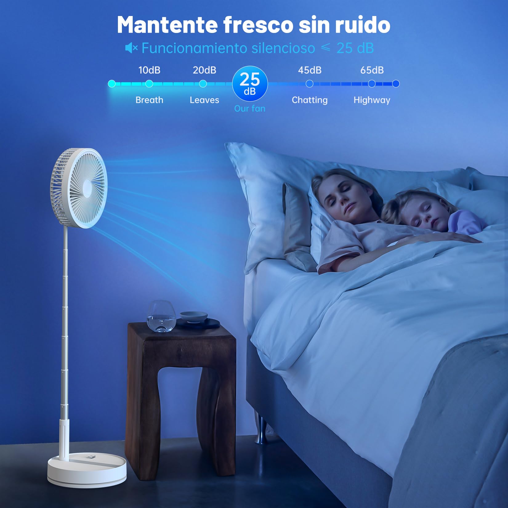 LIPETY Tragbarer Faltbarer Oszillierend Ventilator - 8,6" 8000mAh Akku Aufladbar USB C Klein Tischventilator mit Fernbedienung Leise Standventilator Table Fan für Hause Zimmer Büro Reisen Camping