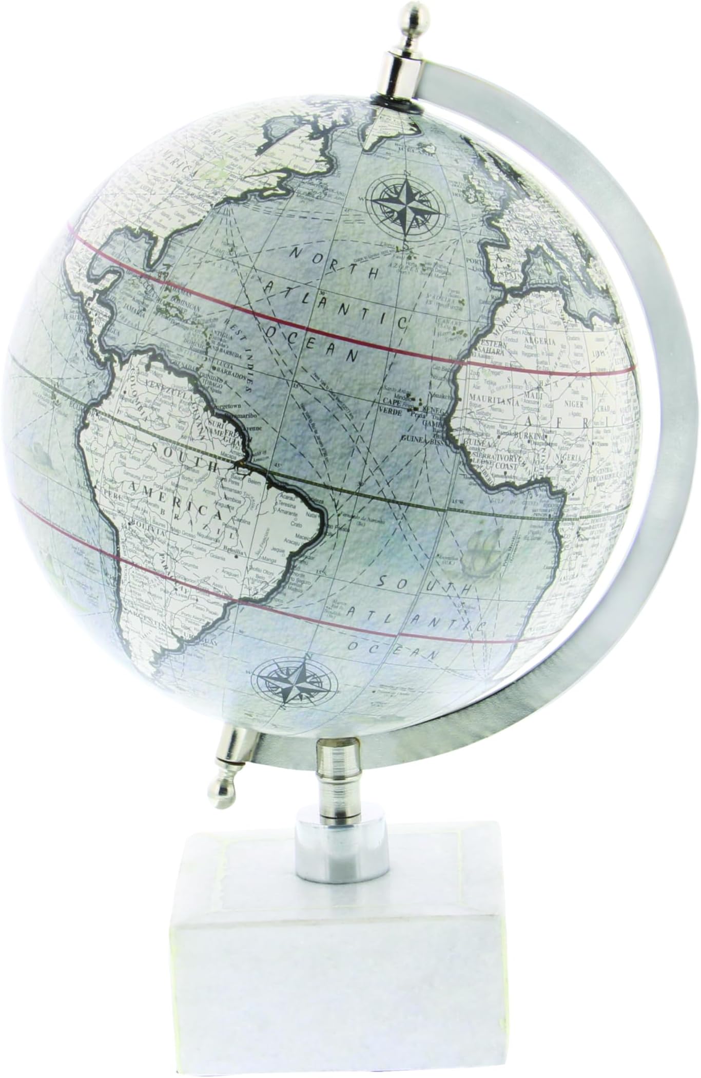 Marble Globe, 9" x 8" x 14", White