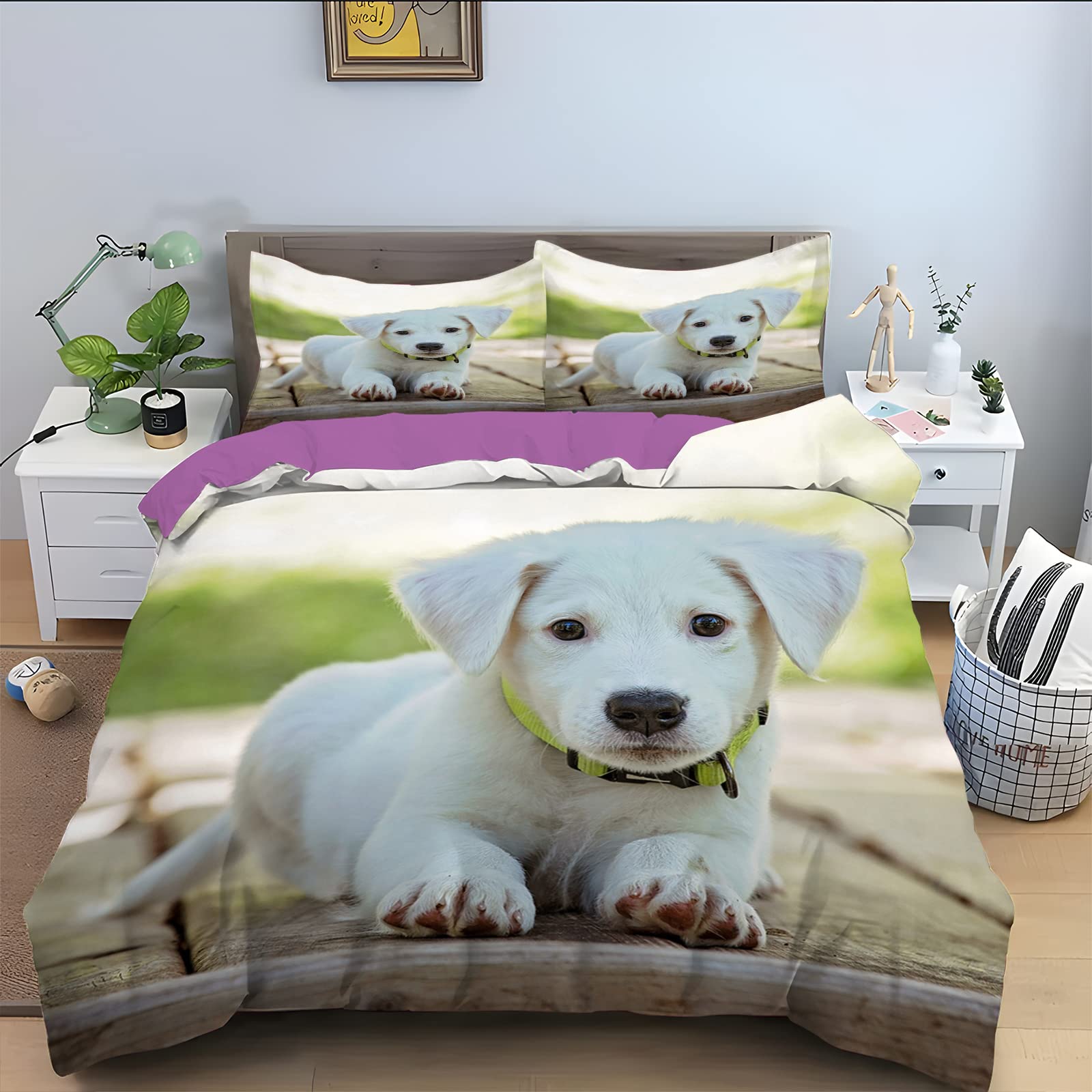 Parure de lit 2 personnes avec housse de couette imprimé Labrador