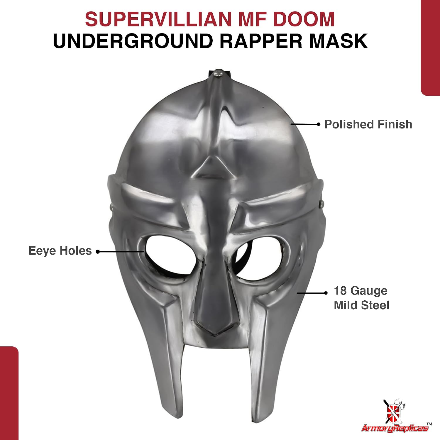 Armory Replicas™ Steel Mask Set – Hand Forged 18 Gauge Black & Gladiator Style Masks with Suede Lining & Brass Buckles