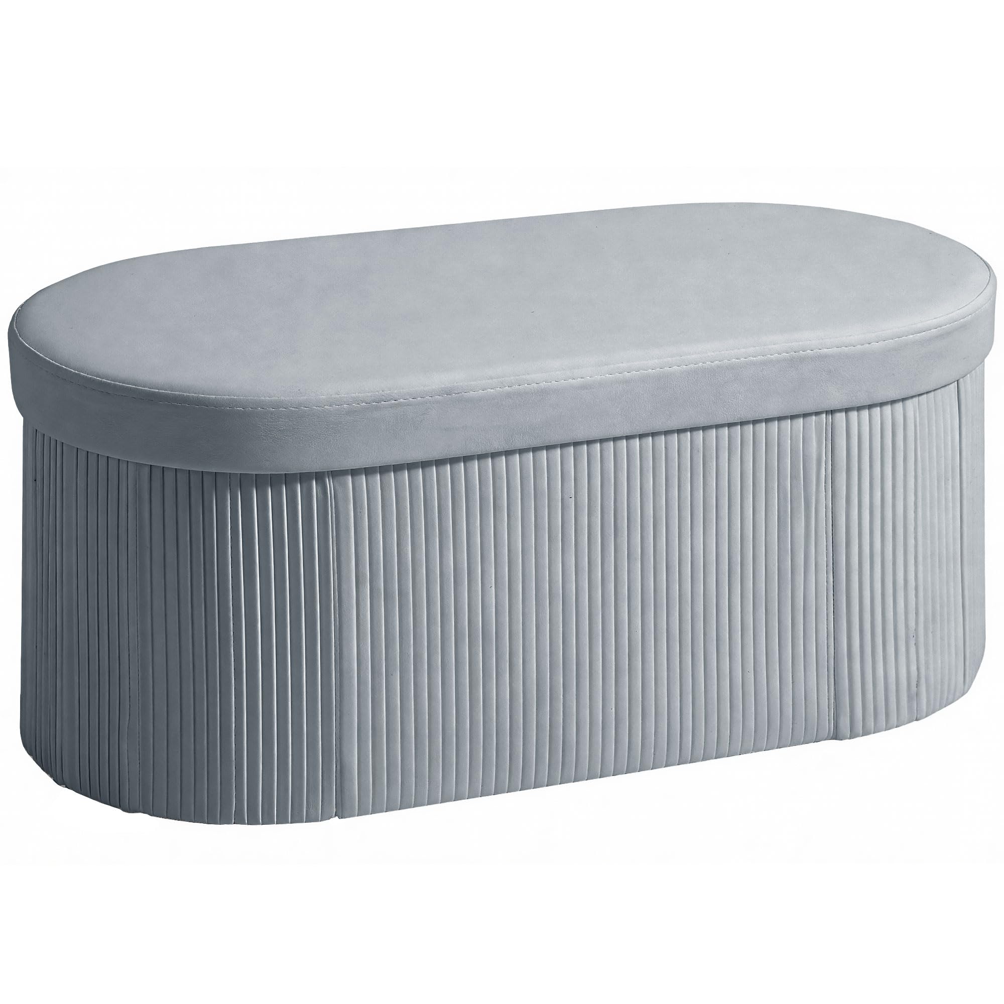 HOMCOM Sitzbank mit Stauraum Klappbar Polsterbank 76 x 38 x 35 cm mit Samt-Optik, Deckel, Sitztruhe für Wohnzimmer, Flur, Schlafzimmer, Dunkelgrau