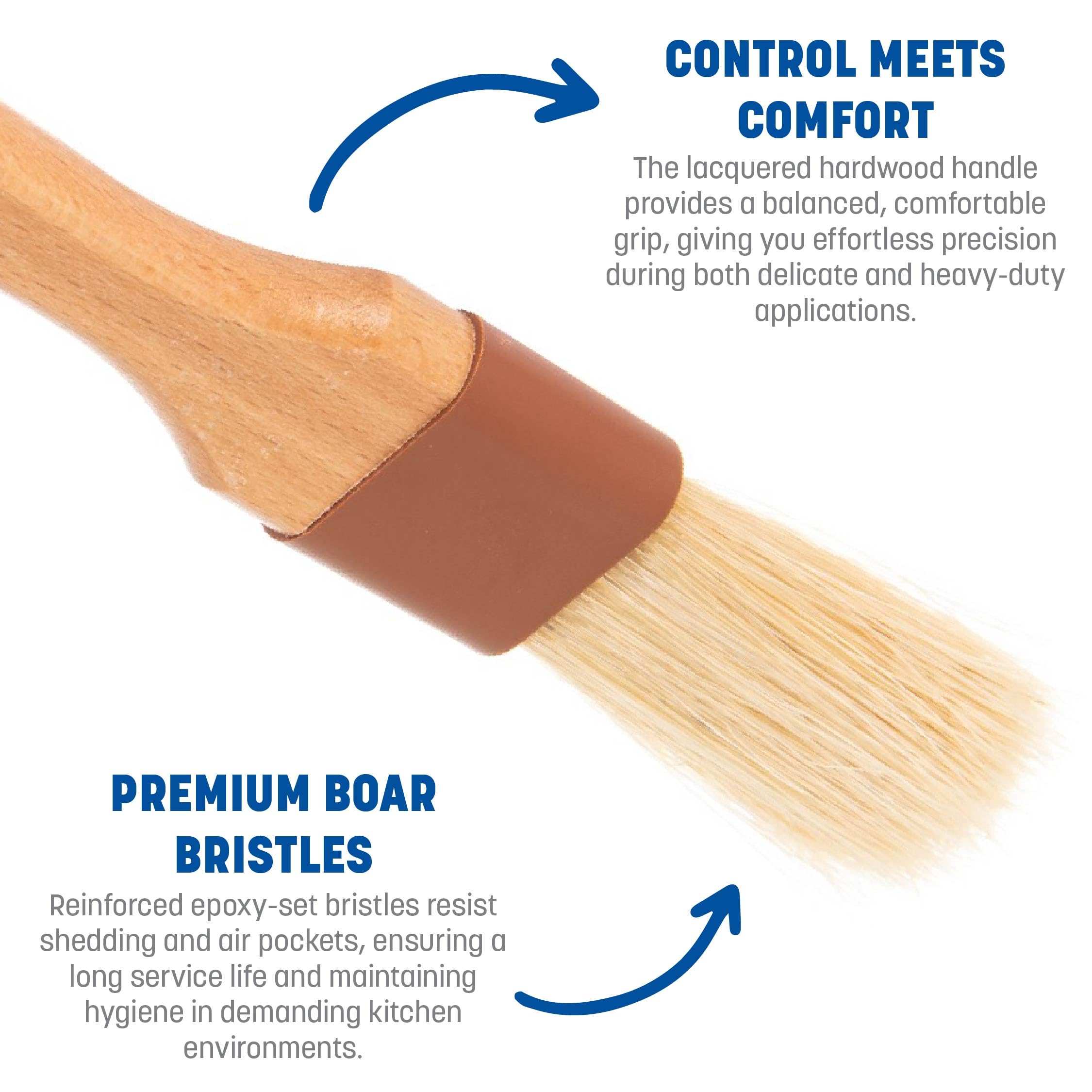Carlisle Sparta Pastry Basting Brush, Boar Bristles, Hardwood Handle