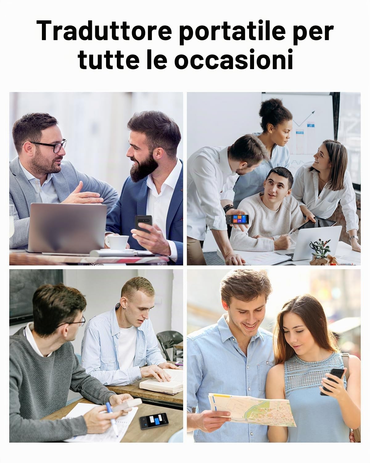 XUPURTLK Dispositivo W12, traduttore vocale a due vie | 144 lingue traduttore in tempo reale, offline, registrazione e traduzione di foto per viaggi, affari, apprendimento (nero)