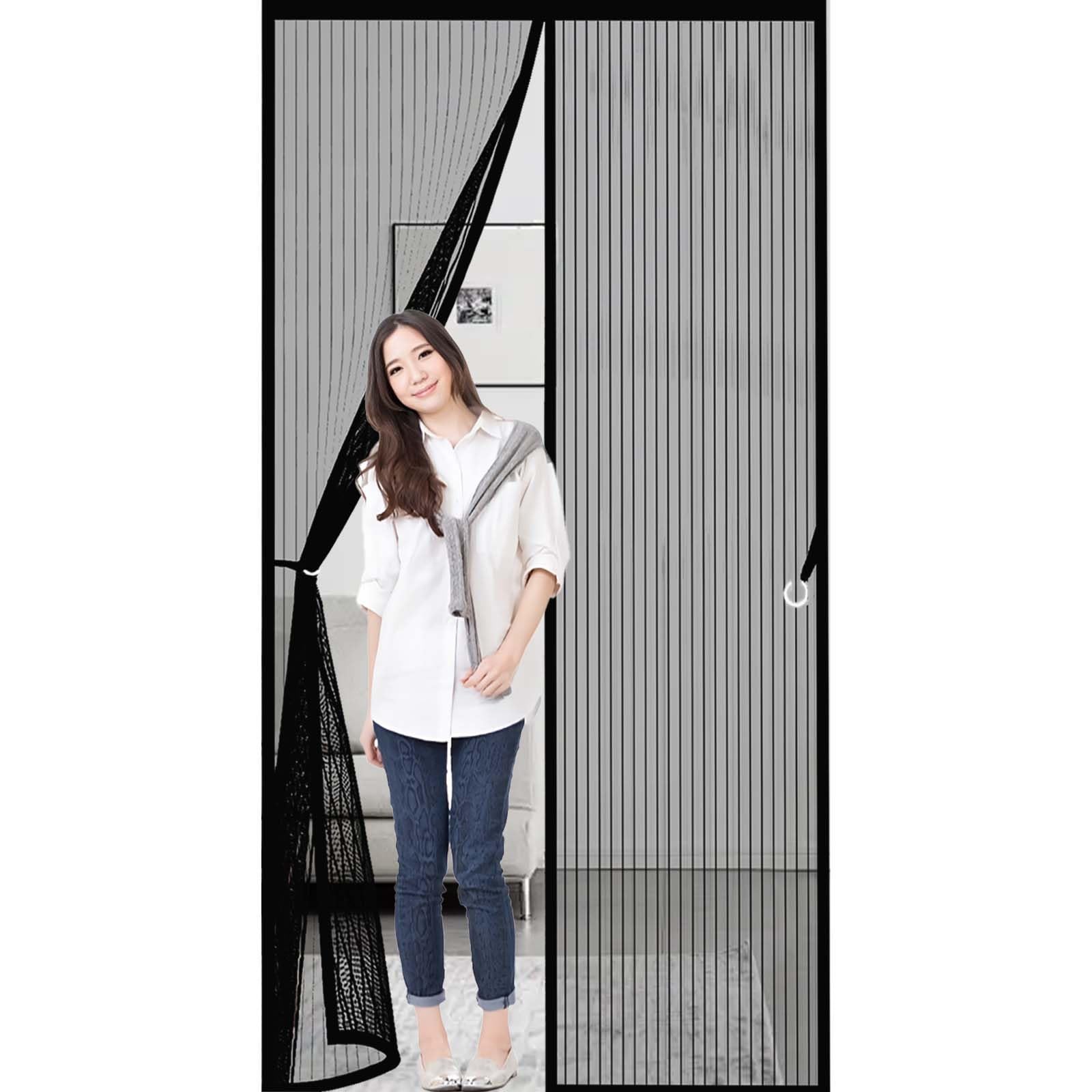 Magnetic Door Screen 160 x 183 cm Durable, Keeps Bugs Out, Kid and Pet Friendly Anti Mosquito Mesh Fly Curtain Lets Fresh Air in, Hundreds of Sizes, Black