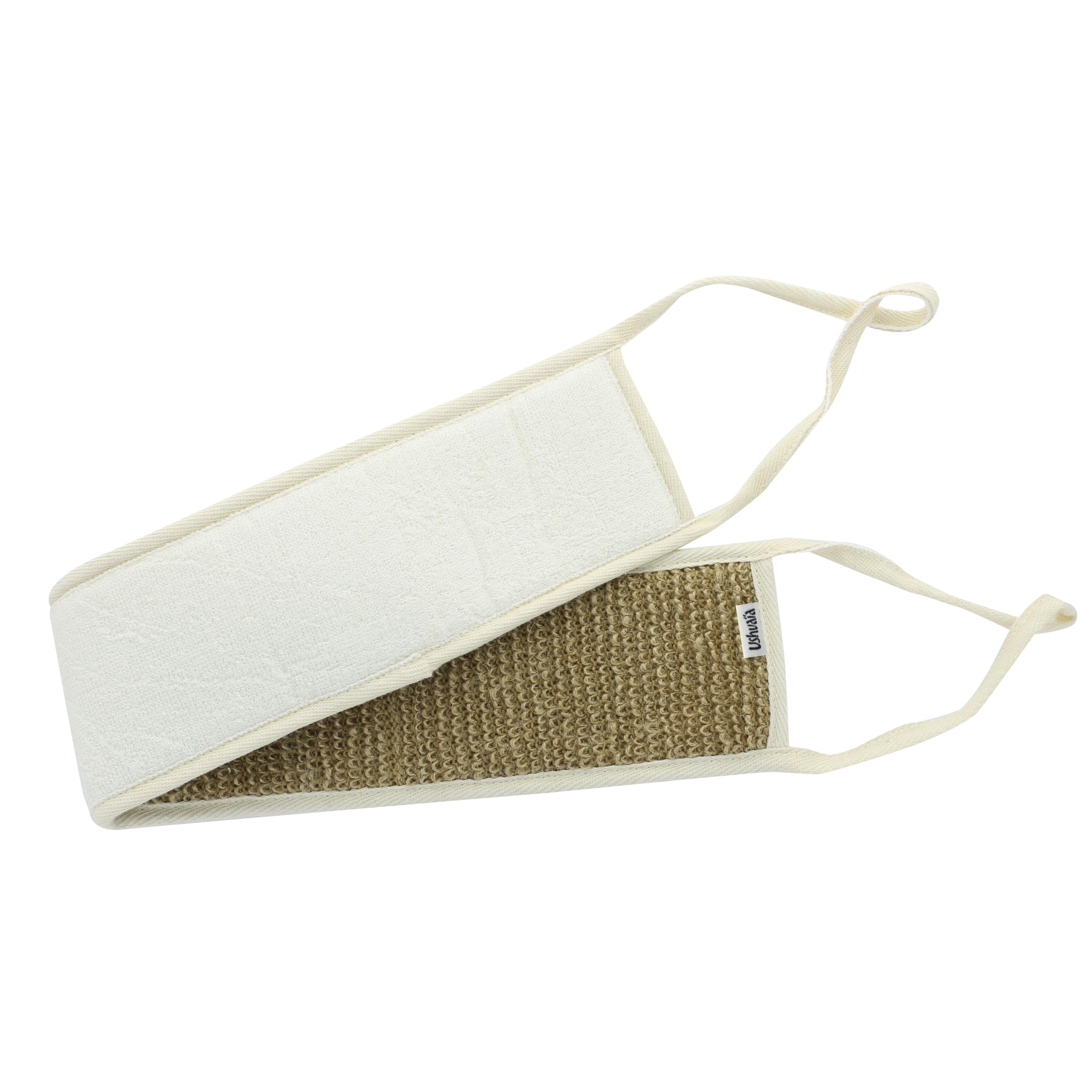 USHUAÏA – Jute and Bamboo Back Strap with Handles – Massages and Exfoliates the Body Even in the Most Difficult Areas – Spa – Scrub