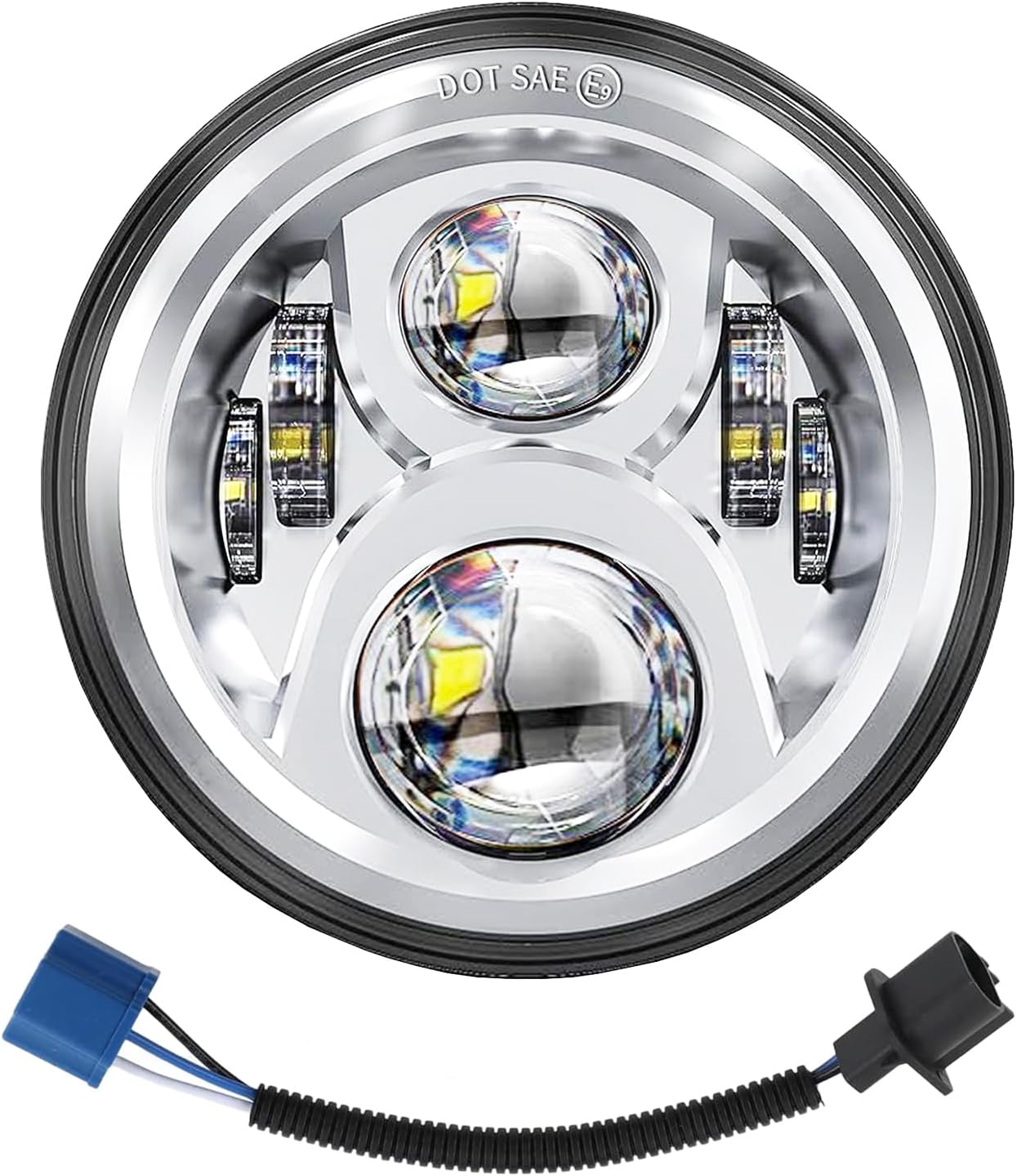 7 inch Motorcycle LED Headlight Compatible with Harley Davidson Fat boy Street Glide Heritage Softail Road King Switchback Electra Glide Ultra Classic Indian,Yamah Triumph Suzuki